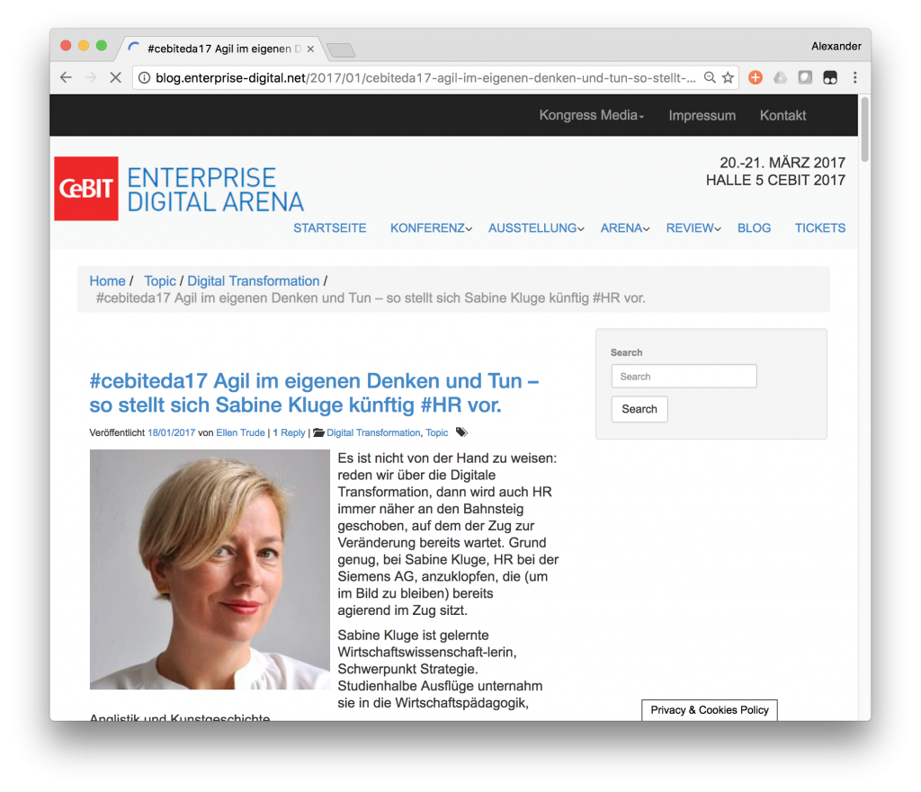 Sabine Kluge Cebit Enterprise Digital